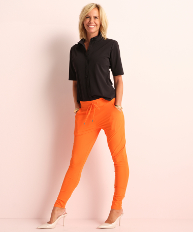 slim fit broek travelstof