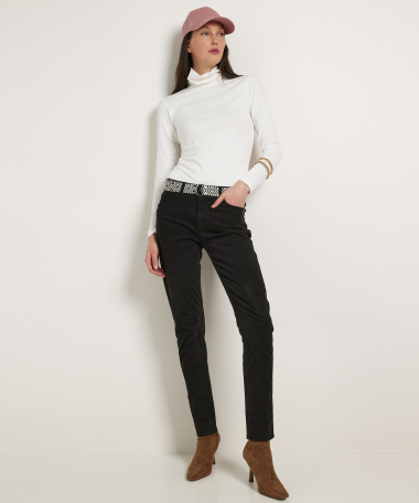 slim fit twill broek met riem