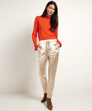 slim fit broek satijnlook