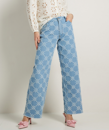 wide fit stretch jeans jacquard