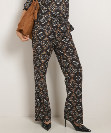 wide fit broek met klassieke print