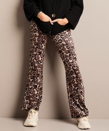 flared fit broek velvet panterprint