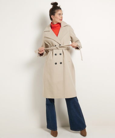 trenchcoat jas met wollook