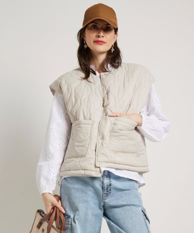 oversized doorgestikt gilet