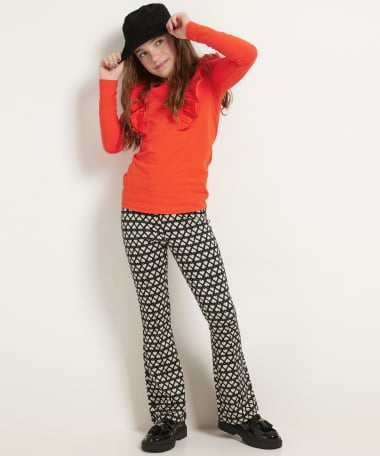 flared fit broek jacquard hartjes