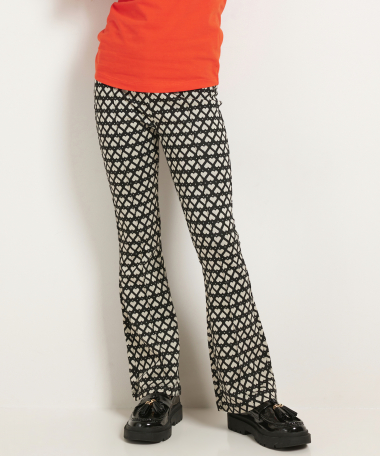 flared fit broek jacquard hartjes