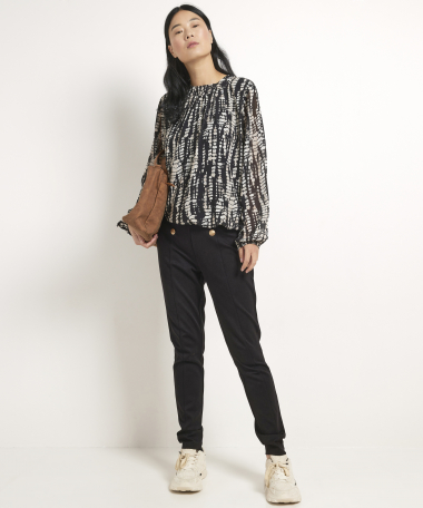 chiffon blouse met elastische boord