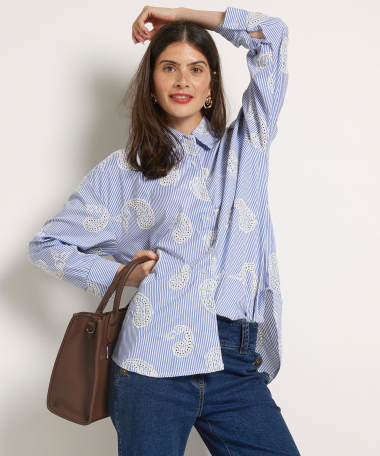 blouse met gestreept paisley design