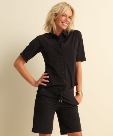 travelstof blouse met korte mouw